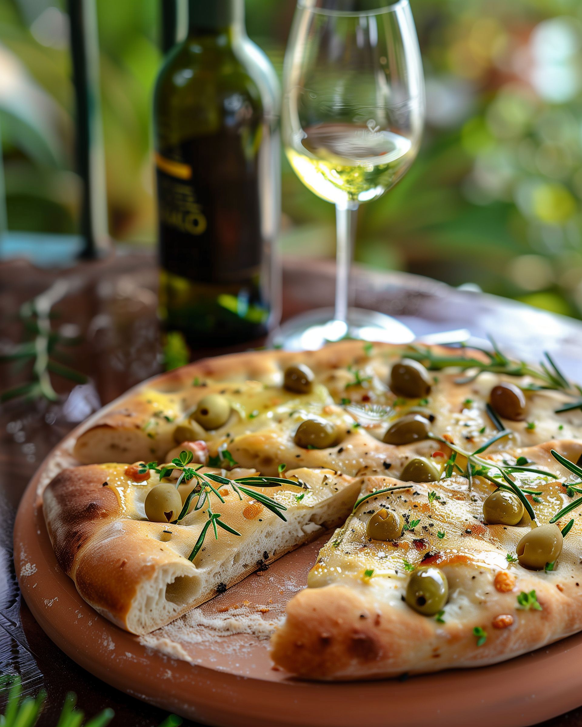 Focaccia alle Olive Verdi e Erbe